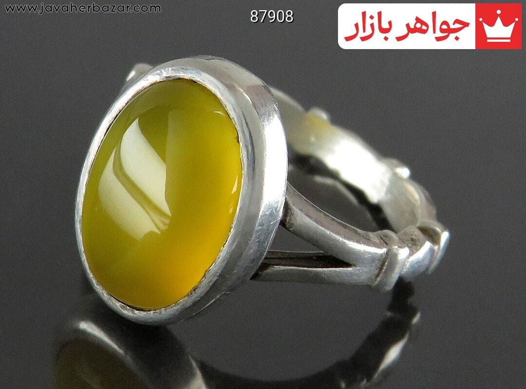 انگشتر نقره عقیق زرد کلاسیک مردانه [شرف الشمس]